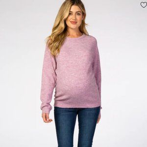 Lavender/Pink Brushed Knit Maternity Sweater
